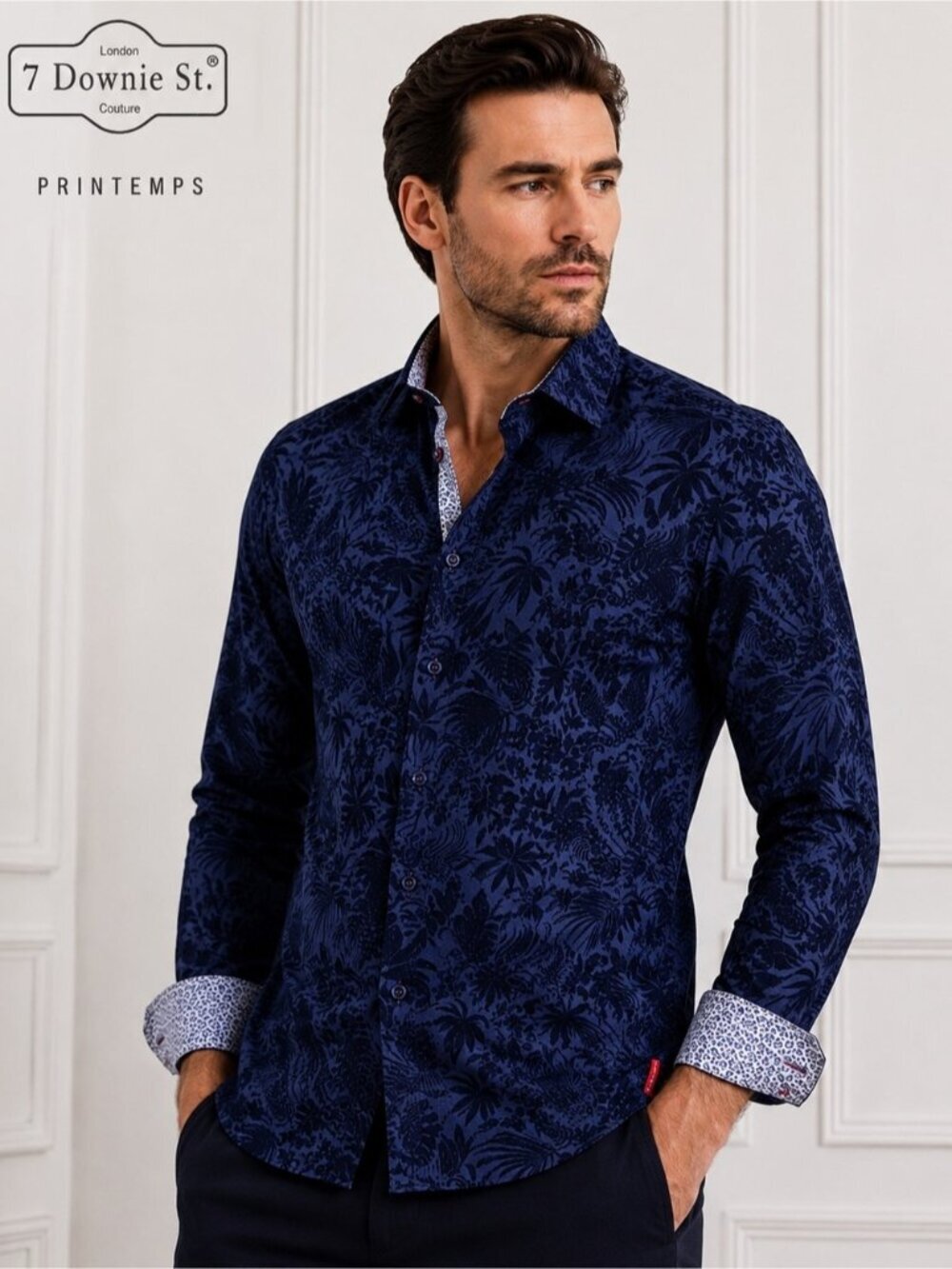 7 Downie St. Navy Floral Long Sleeve Button-Up Shirt |Size 6 | NWT